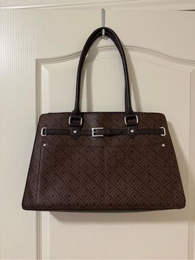 Liz Claiborne Dark Brown Geometric Tote with Top Handles